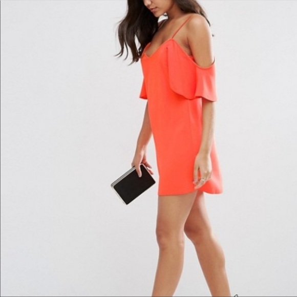 ASOS Orange Cold Shoulder Slip Dress - Picture 3 of 3